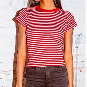 Brandy Melville red & white top striped haillie top